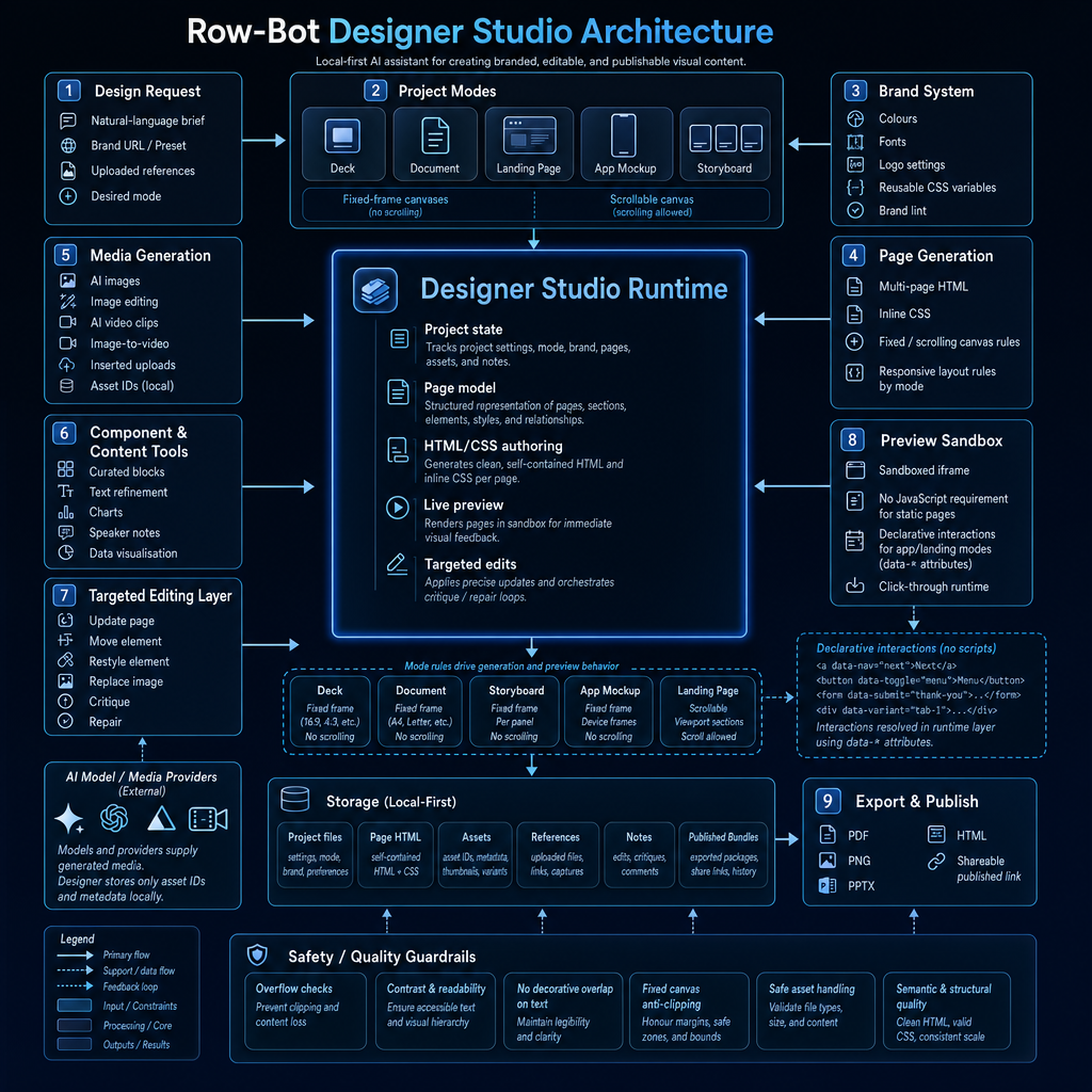 Row-Bot Designer Studio architecture diagram