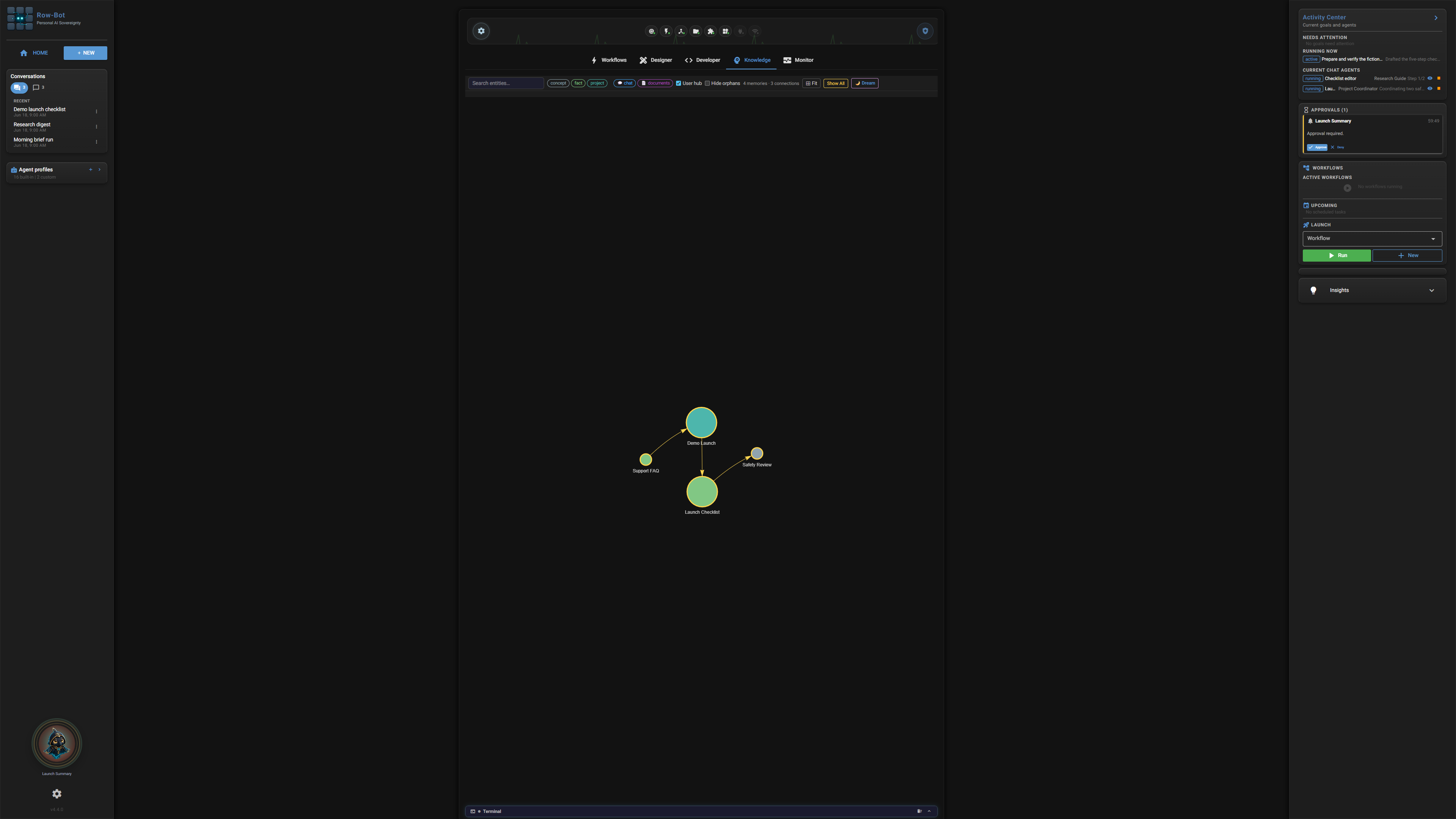 Row-Bot Knowledge tab.
